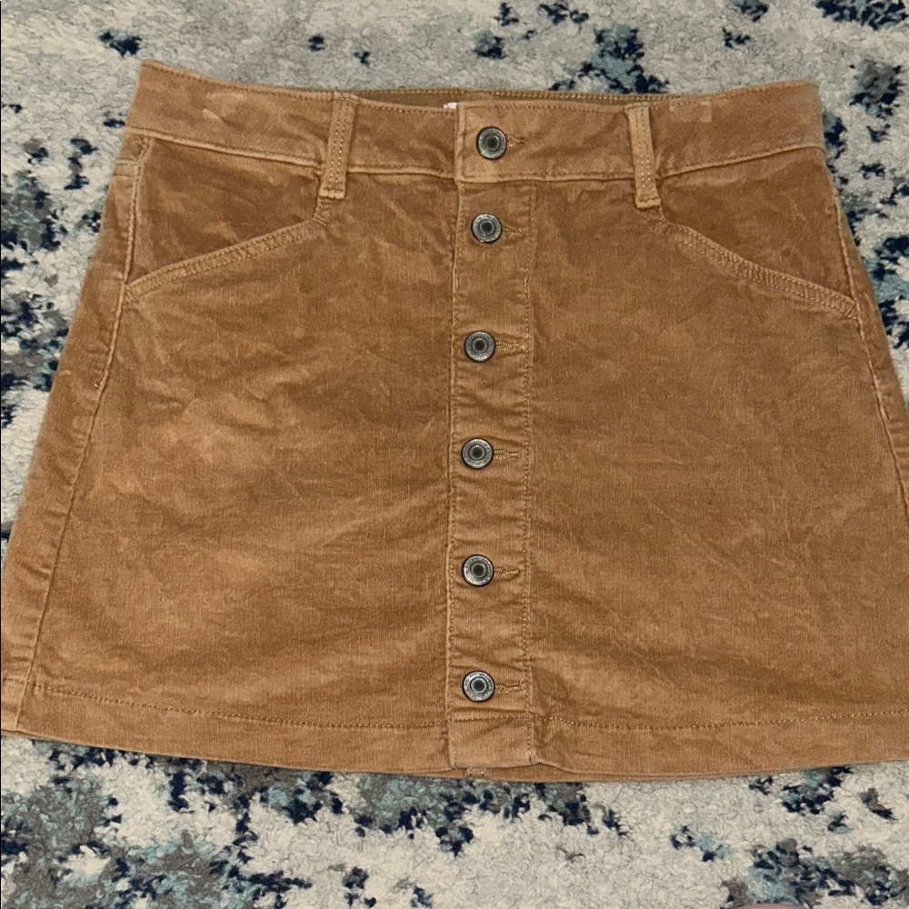 SO Brown Corduroy Skirt with Buttons